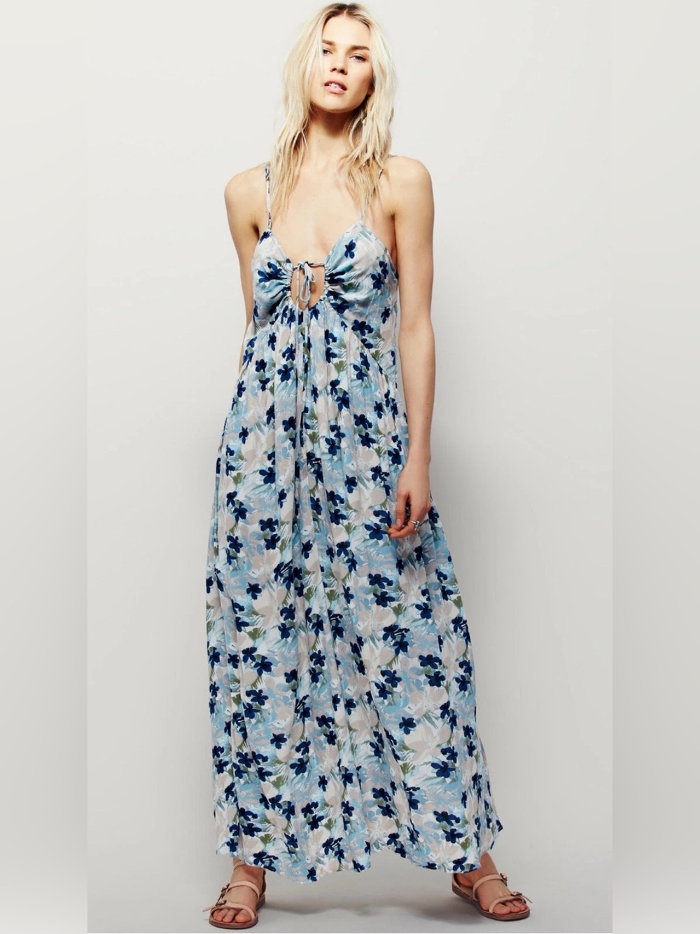 Free people BLUE MULBERRY KEYHOLE MAXI DRESS (altered)